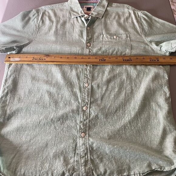 AMERICAN REPUBLIC Shirt Button Short Sleeve Lightweight 100% Cotton Mens L Green - Picture 5 of 6